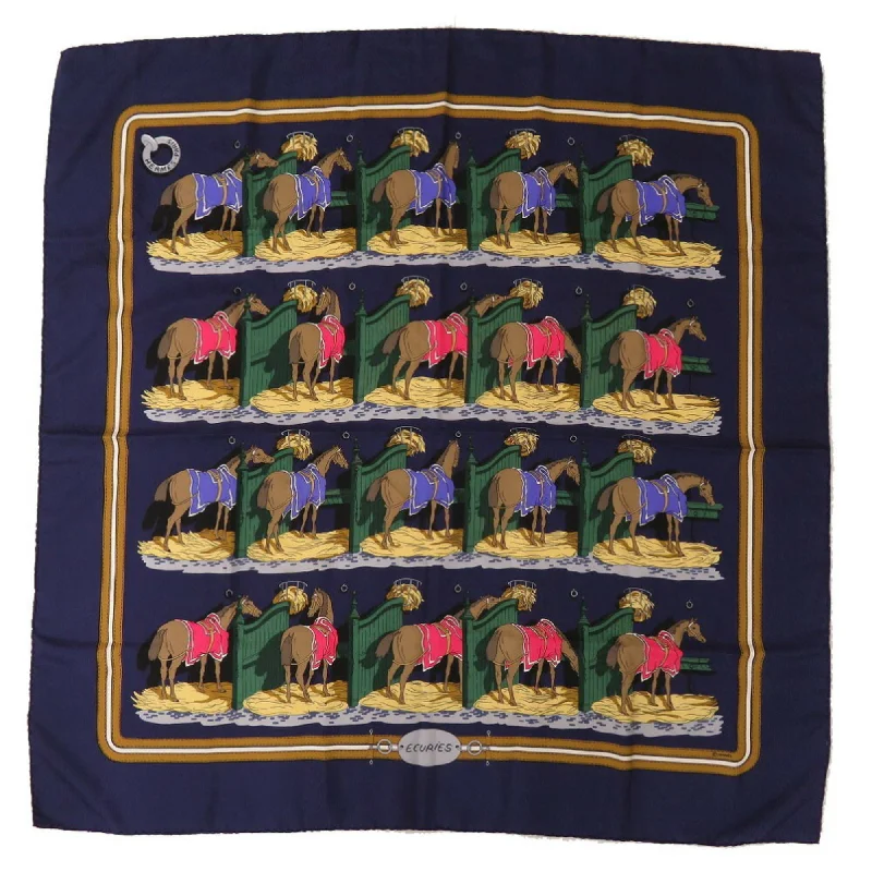 Hermes   Navy Silk Scarf (Pre-Owned)