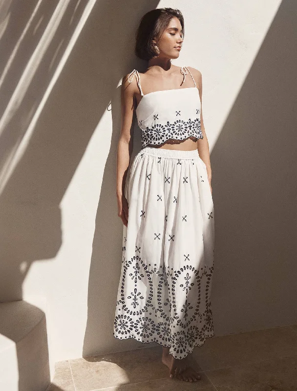 Polly Embroidery Midi Skirt