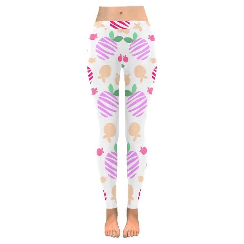 Womens pink Strawberry print on yoga outdoor Leggings plus size:XXS-5XL