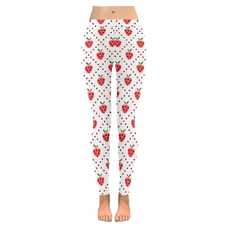 womens Graphic red Strawberry Low Rise outdoor Leggings plus size:XXS-5XL