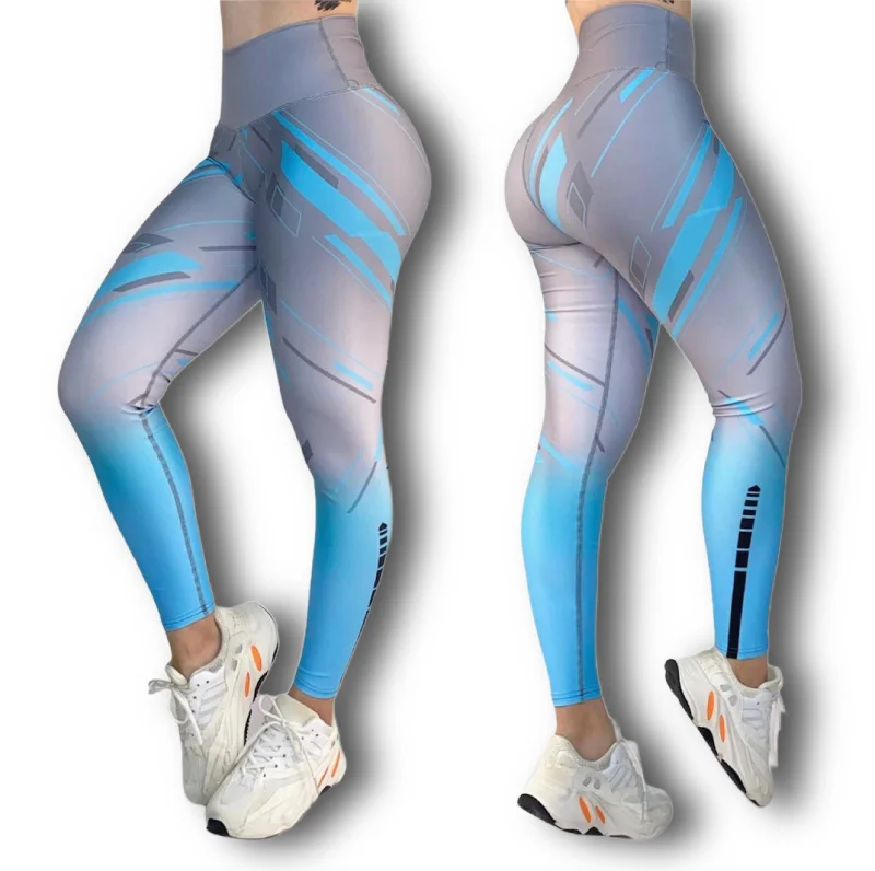 Curvy Legging’s Sky Blue & Gray | Control Abdomen