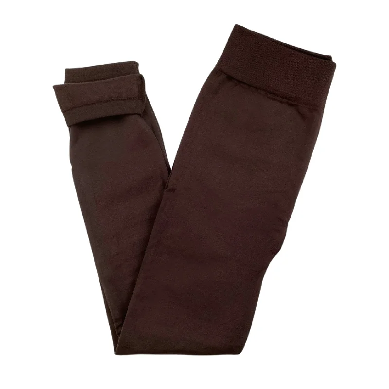 Plus Size Dark Brown Fleece Lined Leggings