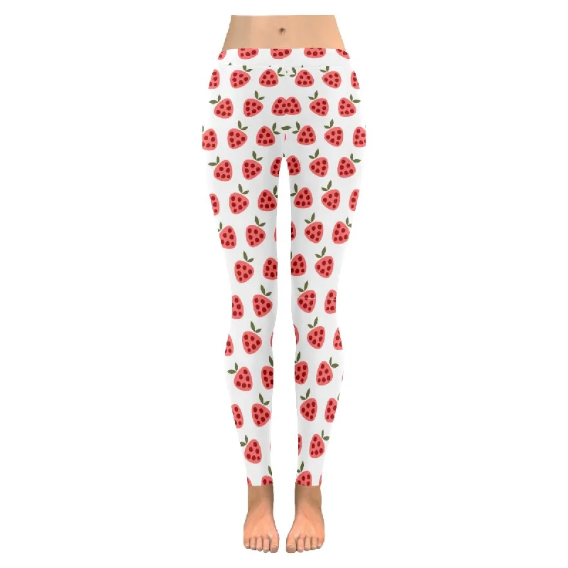 Womens tasty Strawberry print on low rise outdoor leggings plus size:XXS-5XL