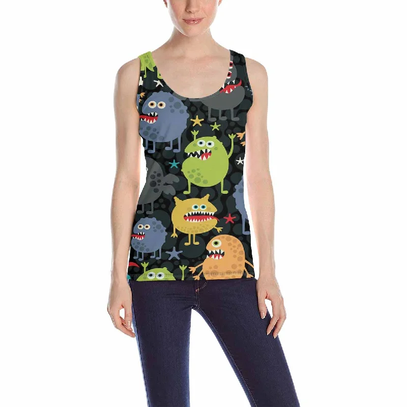 Womens Tank Tops print with colored crazy monsters