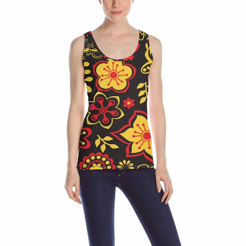 Womens Tank Tops print with bright flowers