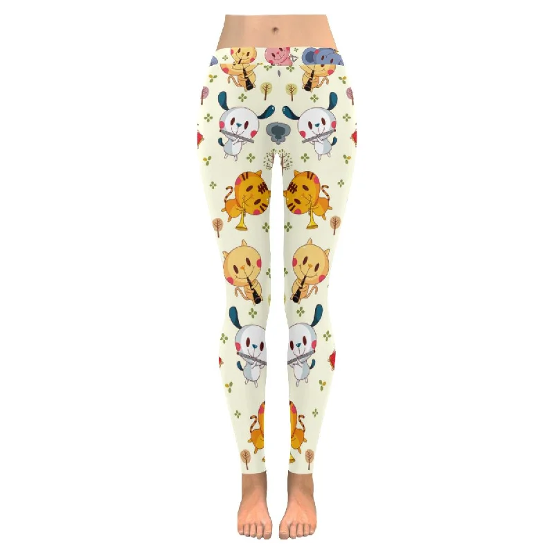 Zenzzle Animal play music print low rise womens outdoor leggings(XXS-5XL)