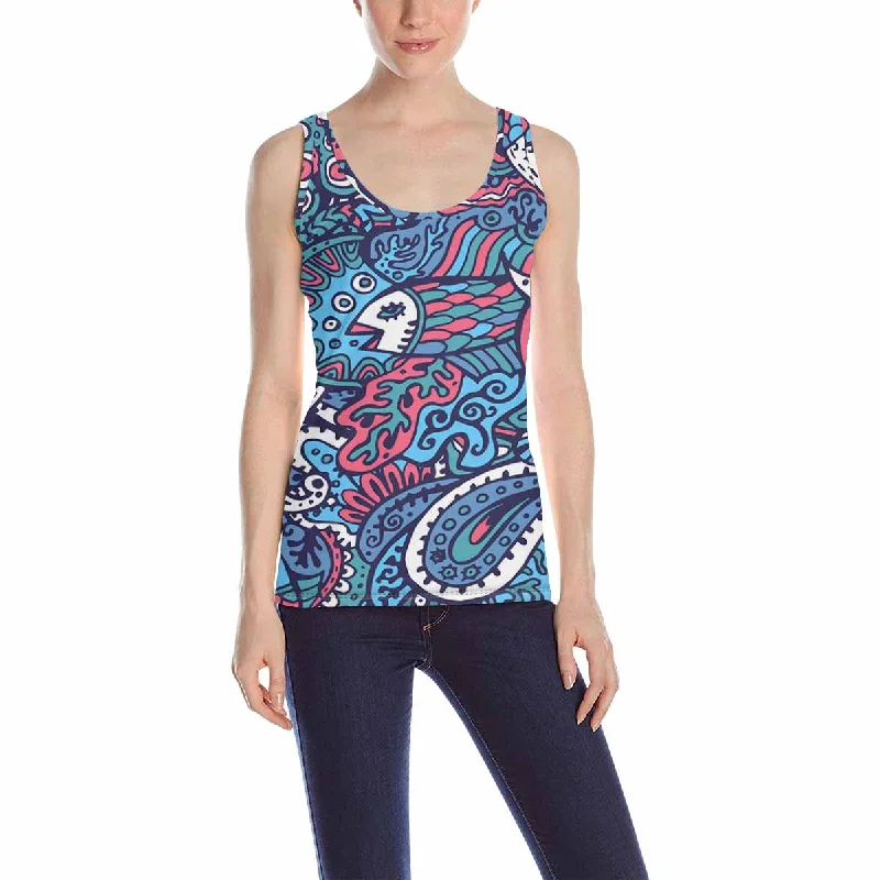 Womens Tank Tops print with colorful Sea life