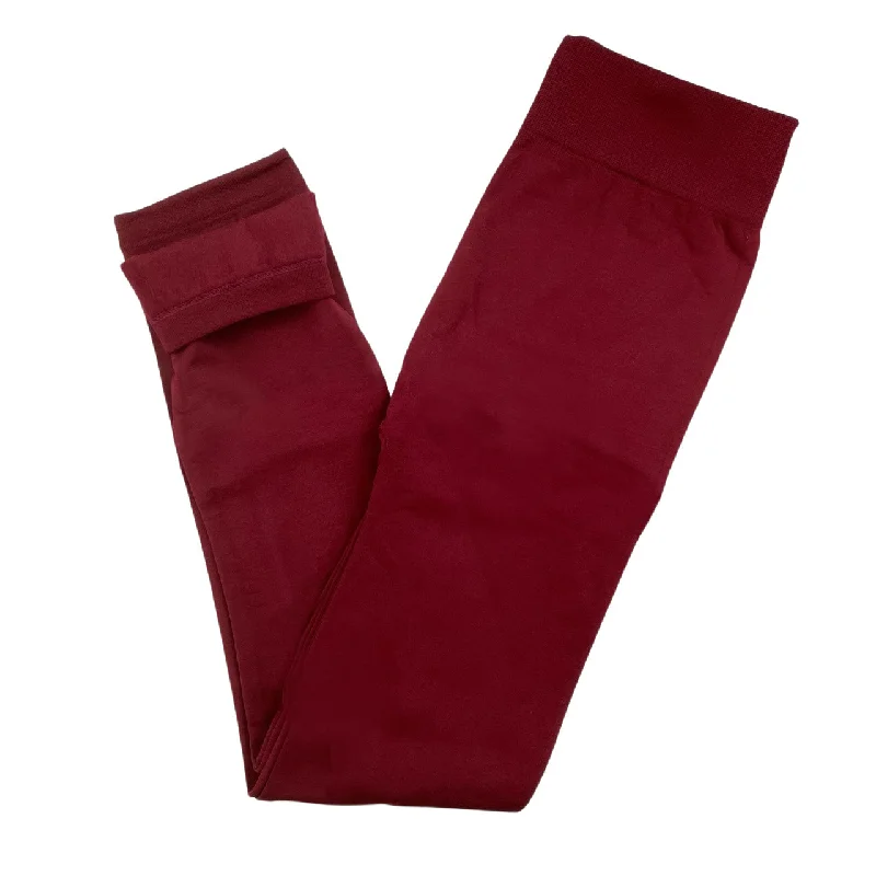 Plus Size Burgundy Fleece Lined Leggings