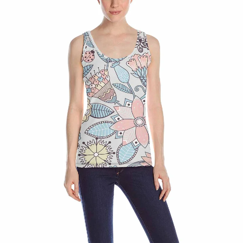 Womens Tank Tops print with Geometric petals