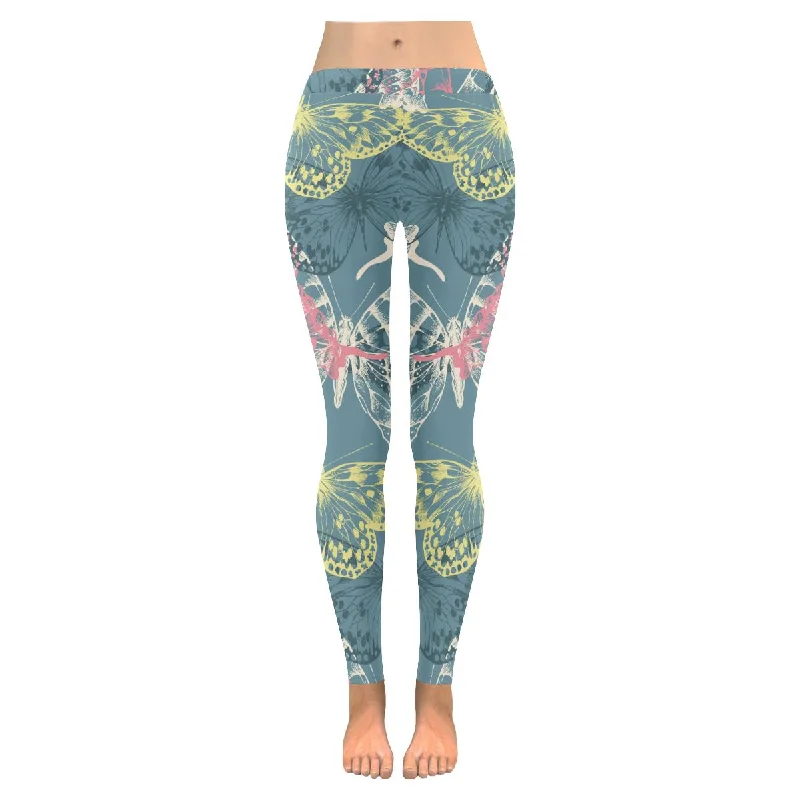 Zenzzle colorful butterflies flying print on womens Low Rise yoga Leggings