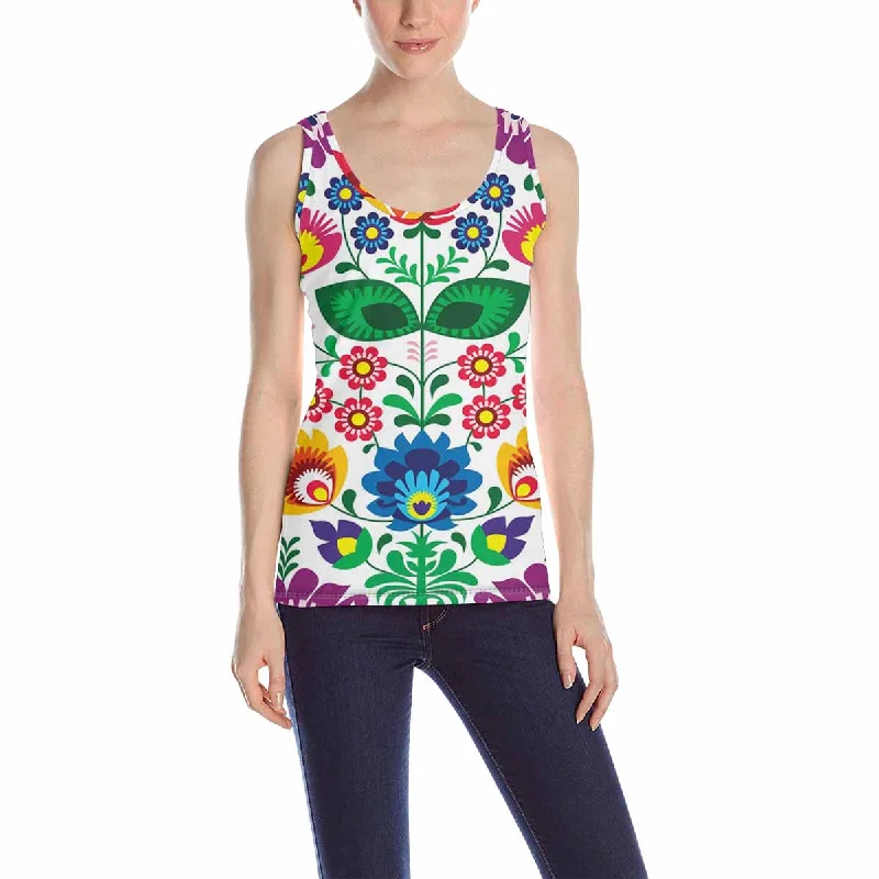 Womens Tank Tops print with colorful ethnic floral