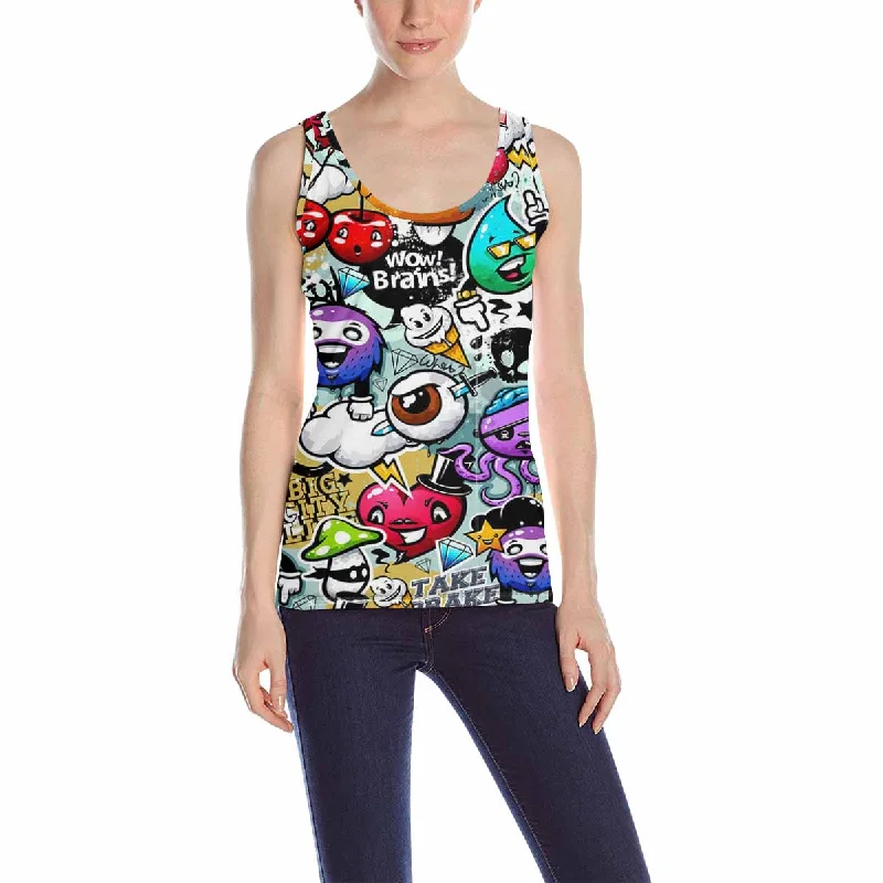 Womens Tank Tops print with Graffiti monsters