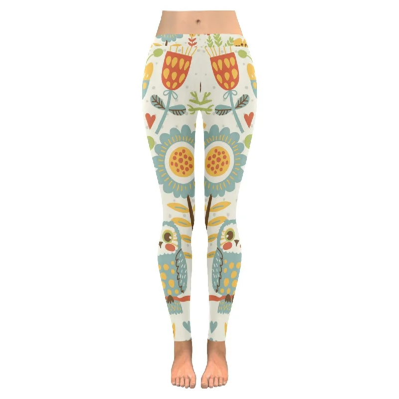 Zenzzle graphic Floral owl bird Ladies yoga Legging plus size:XXS-5XL