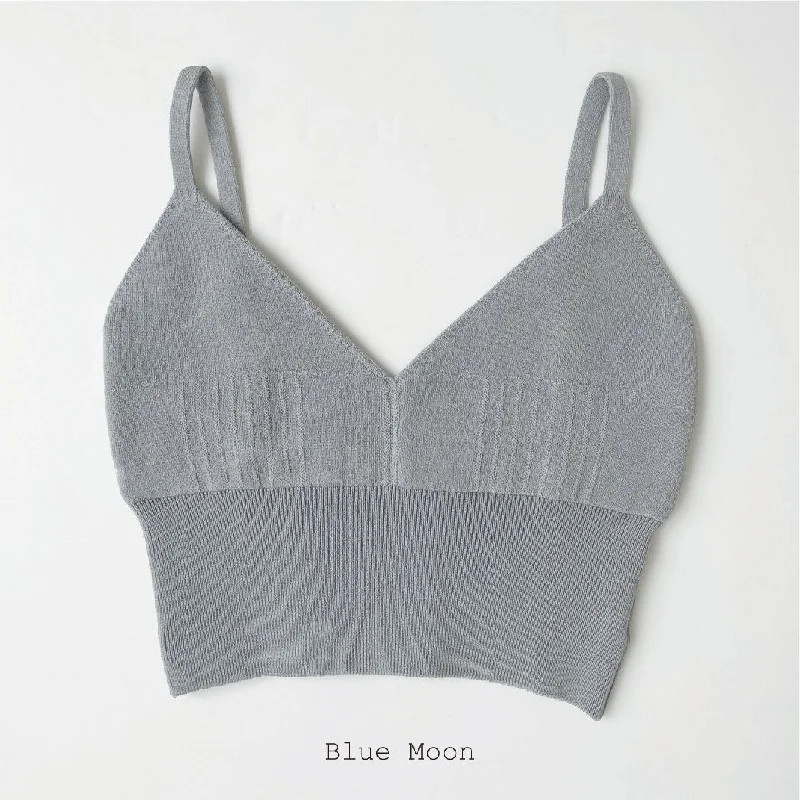 V Neck Knit Bra Top [ Classic ] Supima Cotton model