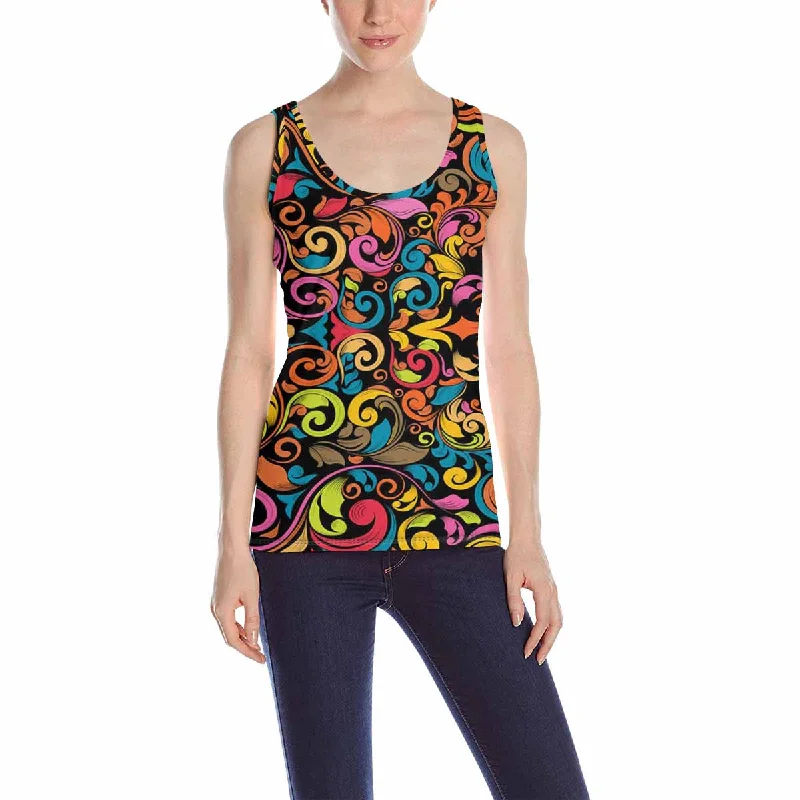 Womens Tank Tops print with colorful Groovy pattern