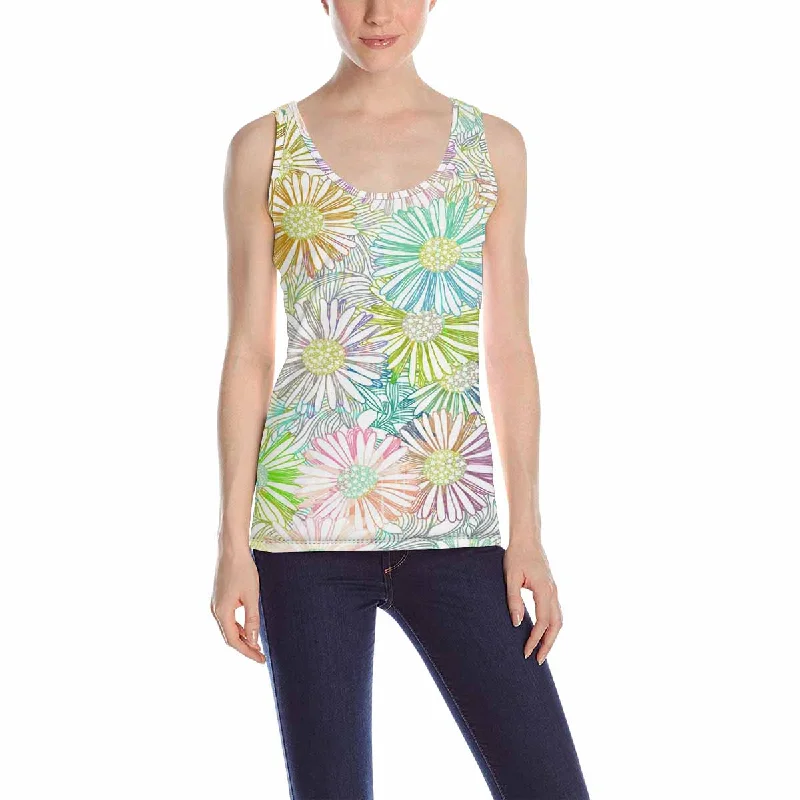 Womens Tank Tops print with Daisy floral