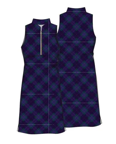 Course To Cocktails Sleeveless Dress - DARK WATCH PLAID