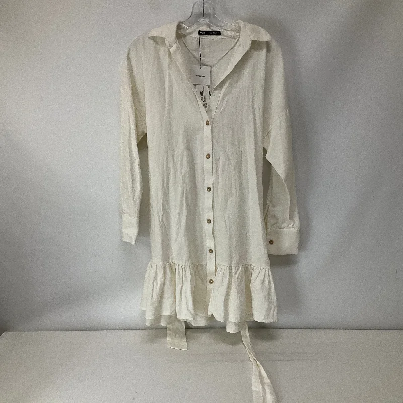 White Dress Casual Short Zara, Size M