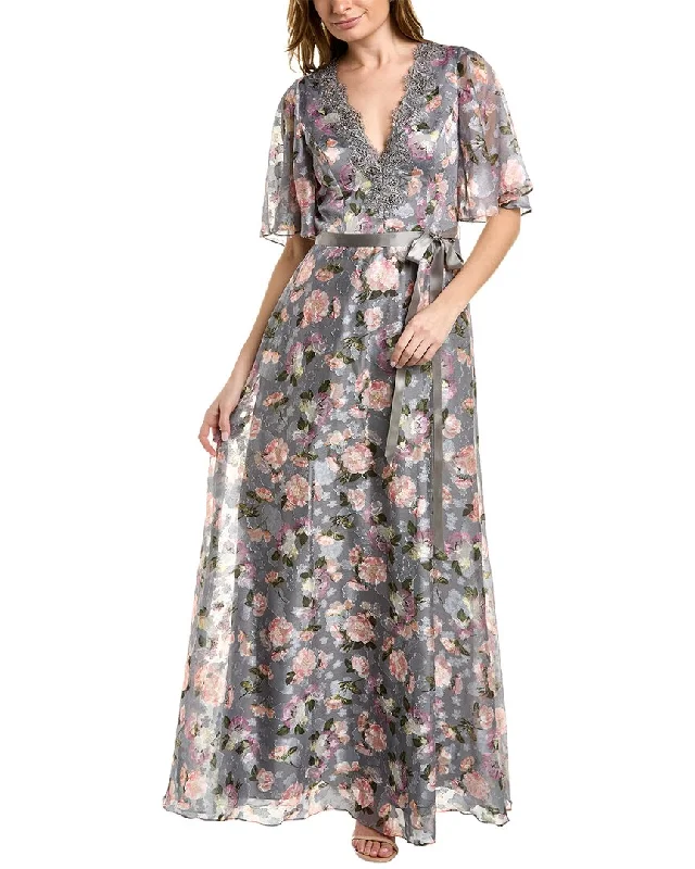 Aidan Mattox Burnout Floral Gown