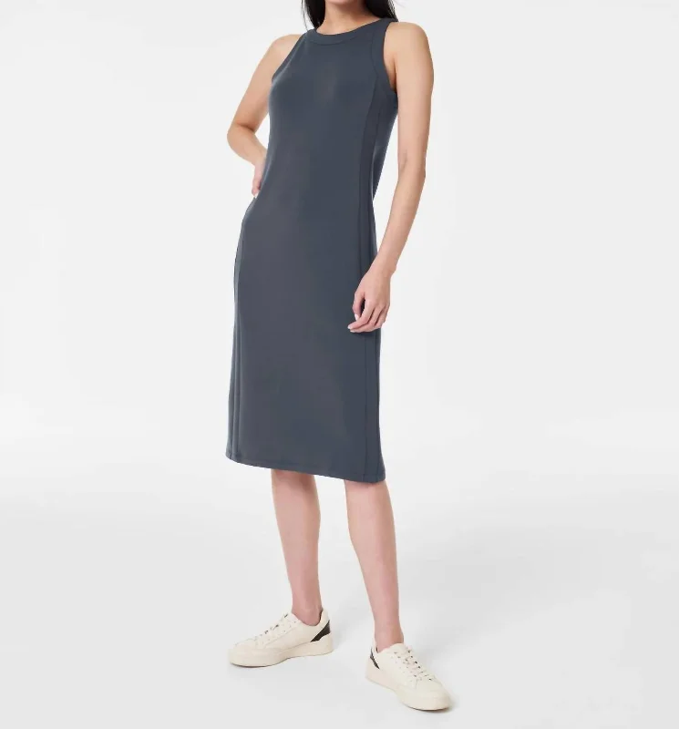 Airessentials Tank Midi Dress In Dark Storm