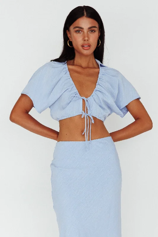 Coast To Coast Tied Crop Top Blue