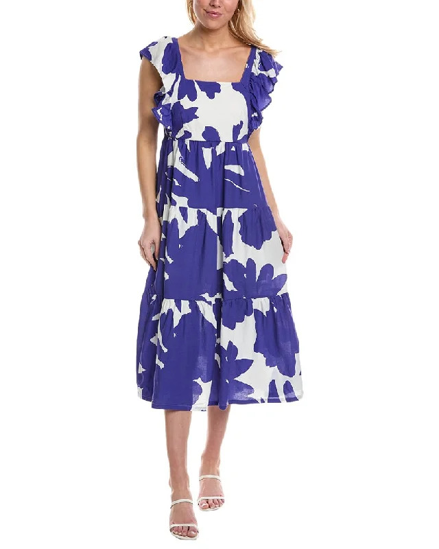 CROSBY by Mollie Burch Eloise Tie Linen-Blend Midi Dress