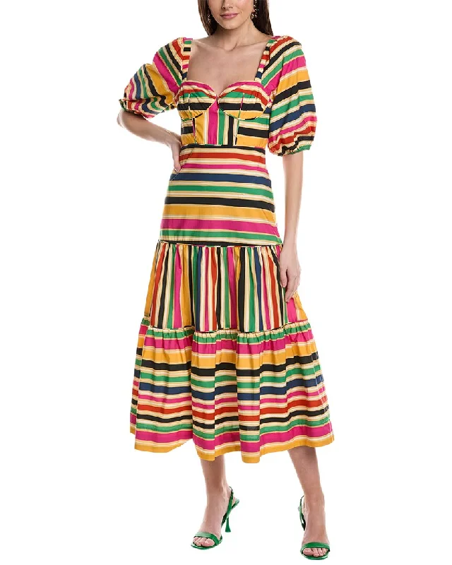 FARM Rio Rainbow Stripes Midi Dress