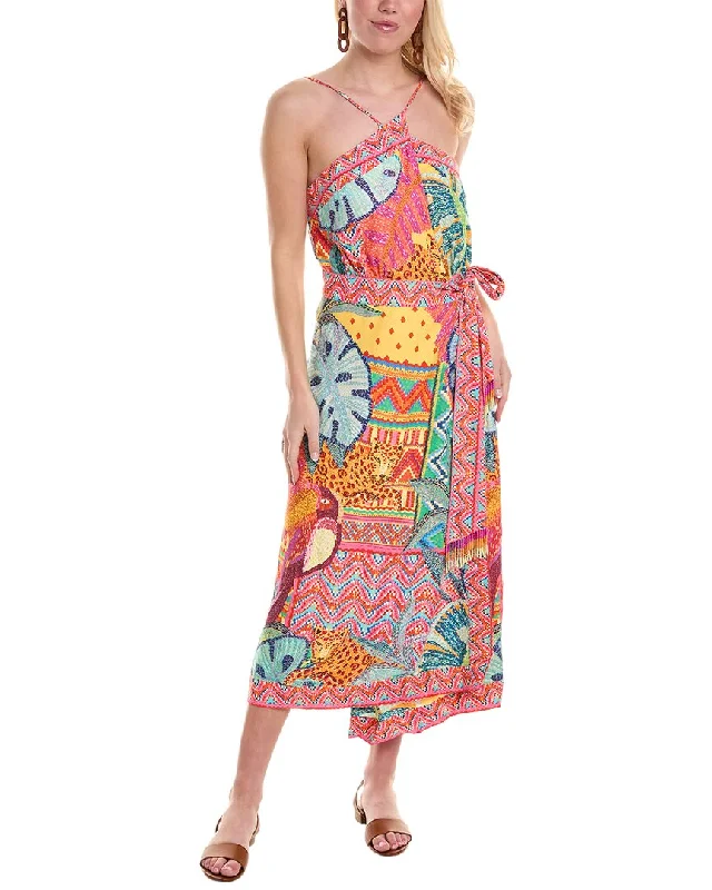 FARM Rio Summer Tapestry Wrap Midi Dress