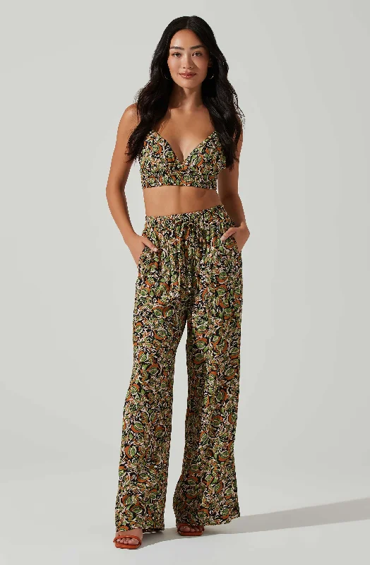 Femi Abstract Print Wide Leg Pants