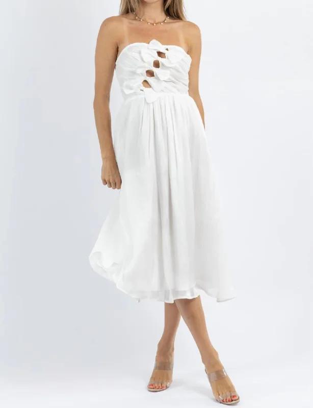 If Only Bow Bust Midi Dress In White