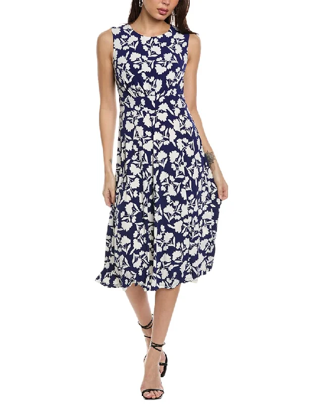 London Times Inset Waist Midi Dress