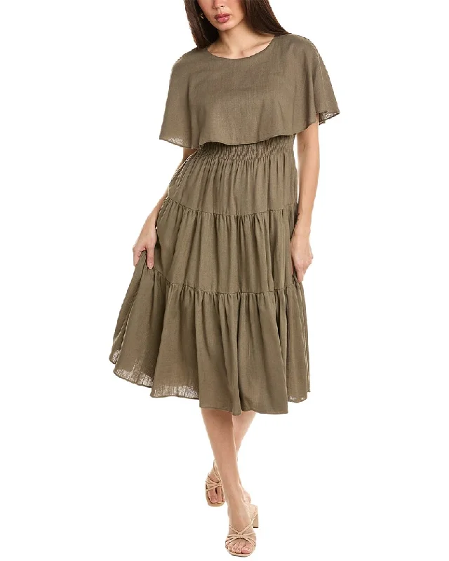 Maison Tara Tiered Linen-Blend Midi Dress