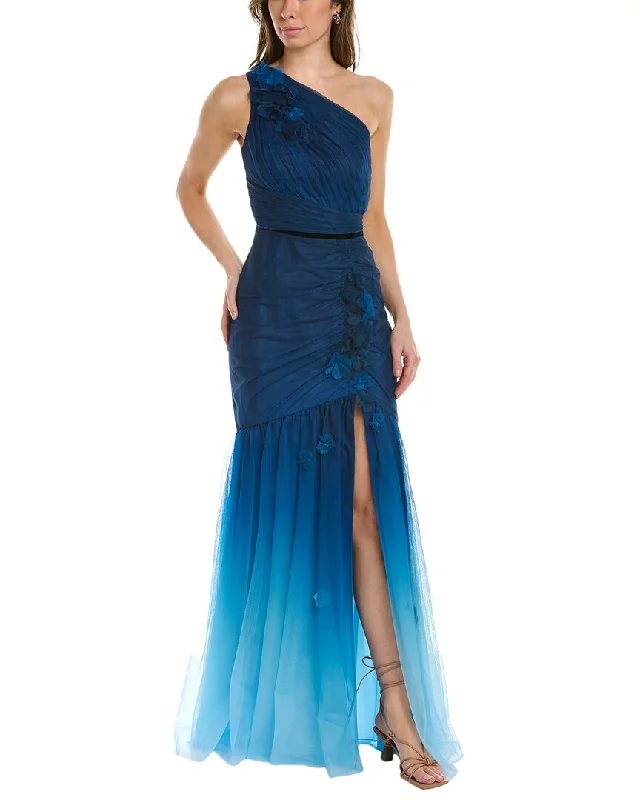 Marchesa Notte Ombre One-Shoulder Gown