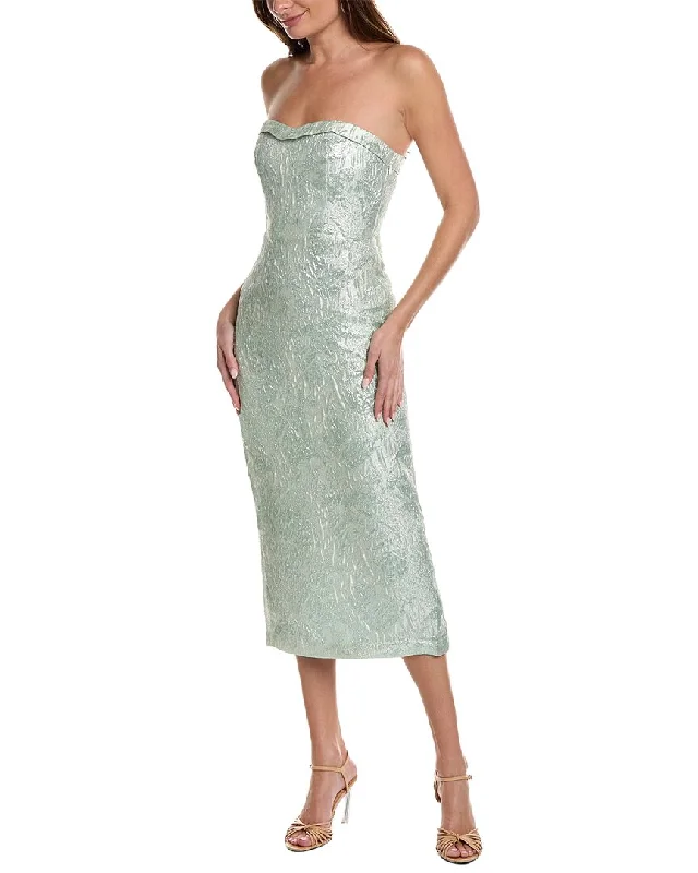 ML Monique Lhuillier Strapless Midi Dress