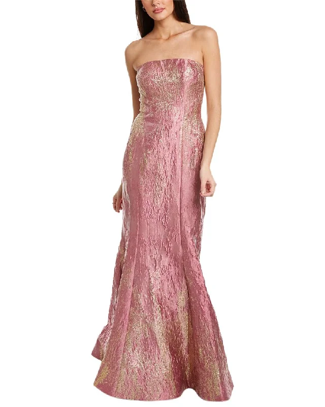 Rene Ruiz Strapless Brocade Gown