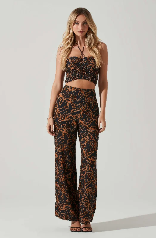 Sayla Wide Leg Abstract Print Pants