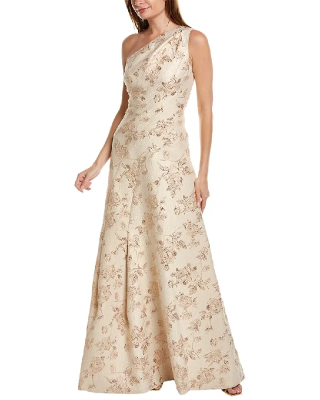 Teri Jon by Rickie Freeman One-Shoulder Gown