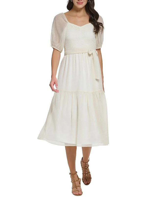 Womens Casual Midi Fit & Flare Dress