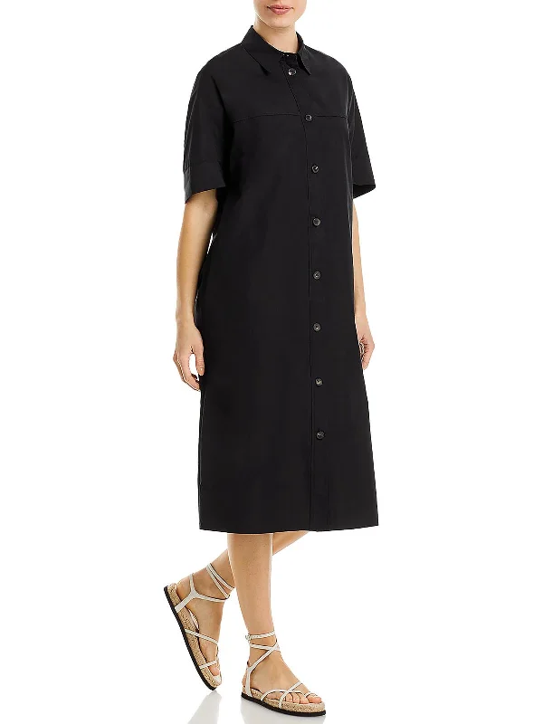 Womens Cotton Midi Shirtdress