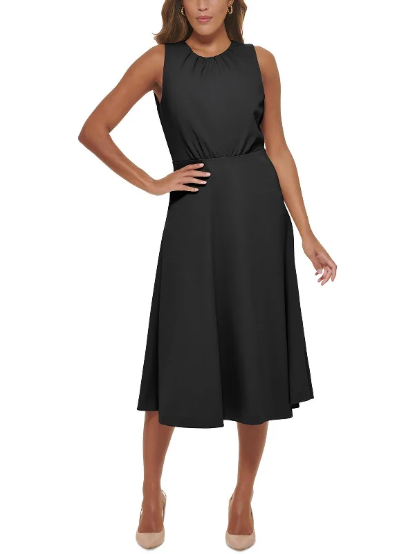 Womens Sleeveless Open Back Midi Dress