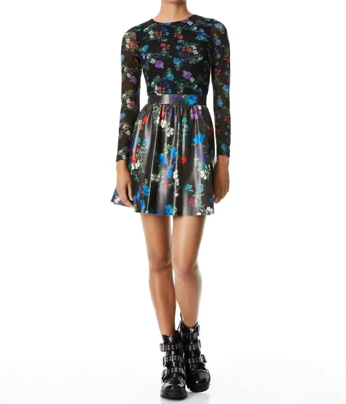 Chara Vegan Leather Skirt Dress In Multi