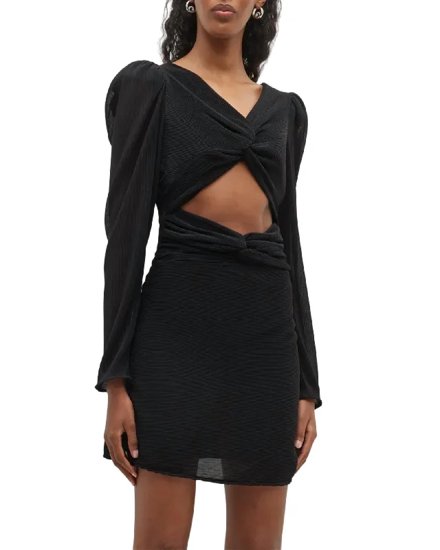 Nanita Twisted Cutout Knit Mini Dress In Black