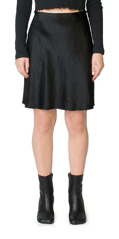 Satin Short Slip Skirt In Black