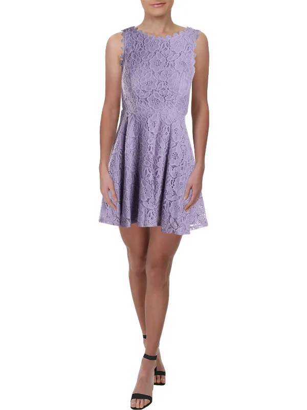 Juniors Womens Mini Sleeveless Cocktail Dress