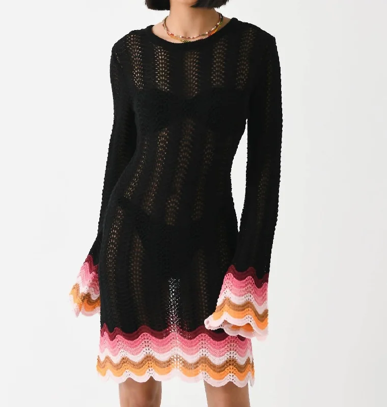 Pepper Knit Mini Dress In Petal Skin Black