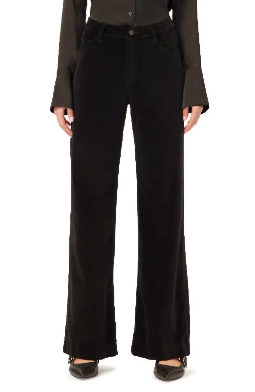 Hepburn High Waist Wide Leg Velvet Jeans In Voodoo