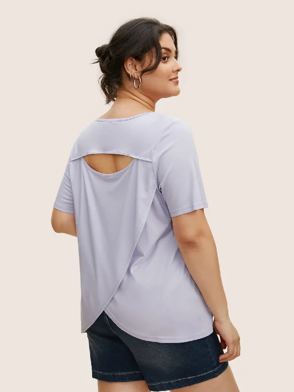 Crew Neck Cut Out Wrap T-shirt