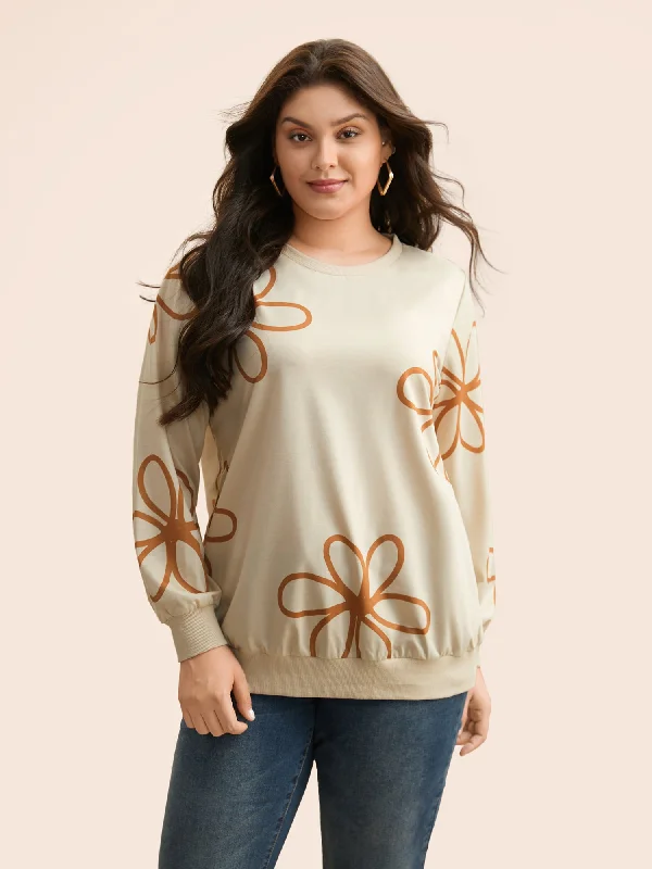 Floral Print Crew Neck Sweatshirt