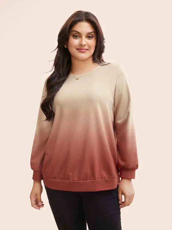 Gradient Dyeing Round Neck Sweatshirt