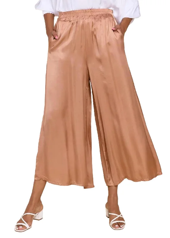 Amara Satin Pants In Caramello